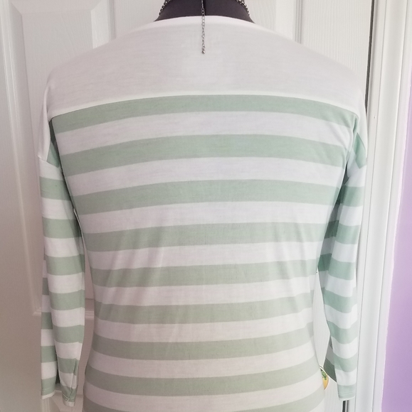 Mint & White Striped 3/4 Sleeve Top - Picture 2 of 4